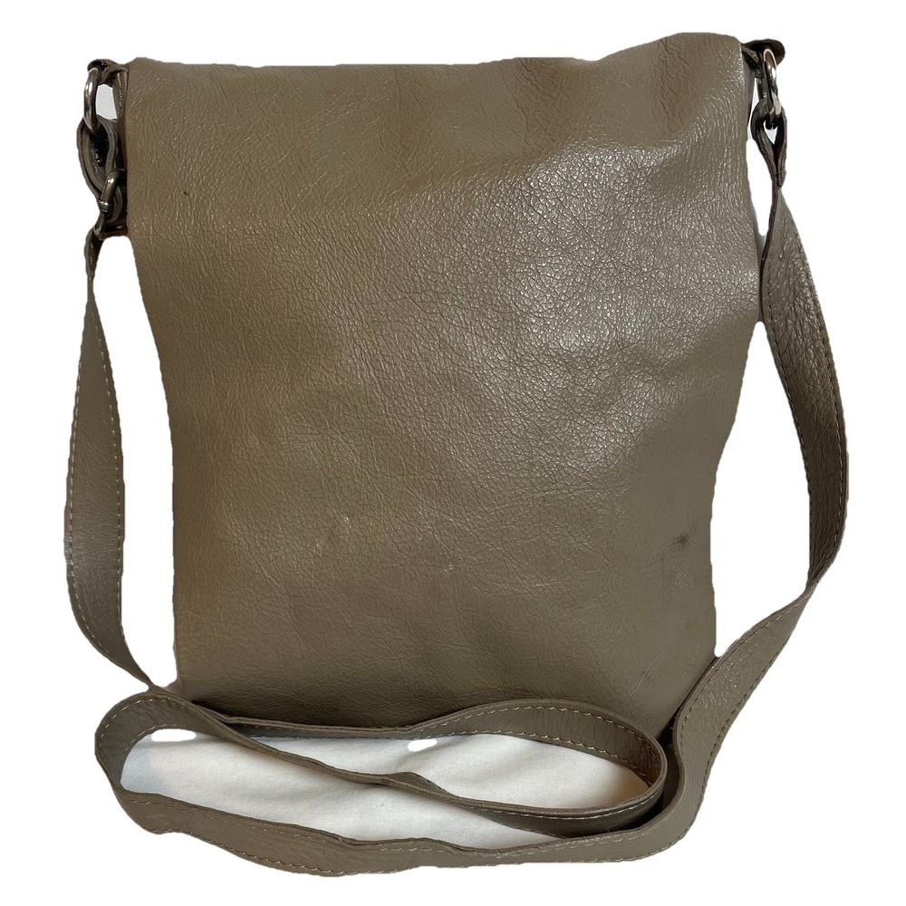 Borse In Pelle Genuine Leather Crossbody Bag Taupe Slim Italy Made Boho Hippie